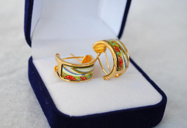 Flower of Love Series Hoop earring 18K gold-plated enamel earrings for woman Top quality hoop earrings for gift