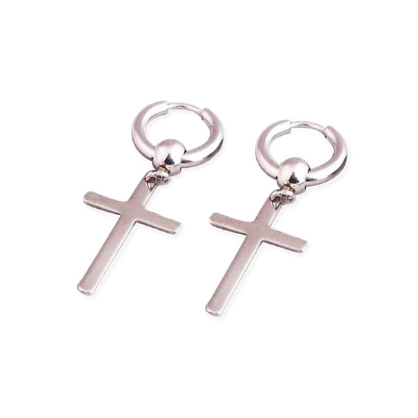 Personality Faith Simple Fashion Retro Crosses Titanium Knot Earrings Men amd Womens Gift Stainless Steel Earrings Free Shipping