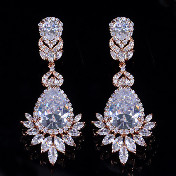 AAA European and American fashion super flash zircon high quality women's wild earrings