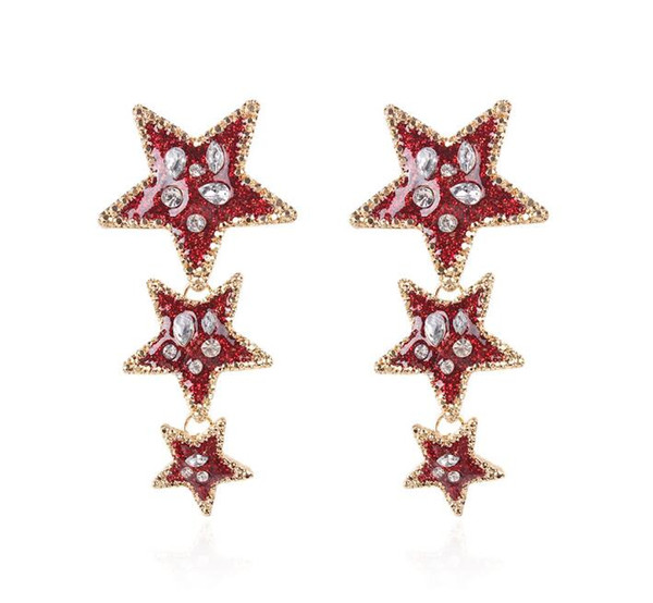 European and American restore ancient ways hyperbole earring long individual character temperament girl star earring female pentagonal star