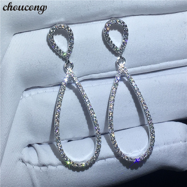 choucong Water Shape Drop earring Diamond cz 925 sterling silver Party Wedding Dangle Earrings for women fashion jewelry