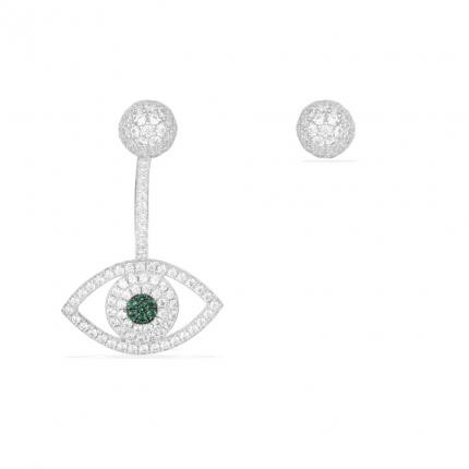 Asymmetric lucky eye Earrings,Hand inlaid diamond,Famous brand high-end fashion Sterling silver with diamond jewelry