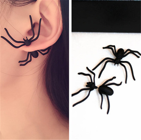 2017 Hot wholesale 1Pc New Fashion Womens Halloween Black Spider Charm Ear Stud Earrings Jewelry Casual Party Birthday Gift