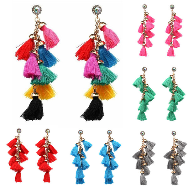 Fashion Women Statement Tassel Earrings for Women Drop Pom Pom Fringing Earrings Party Jewelry Accessories Gift