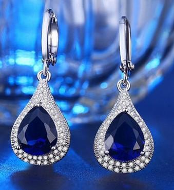 noble high quality low price diamond crystal lady's blue drop earings (10.5)