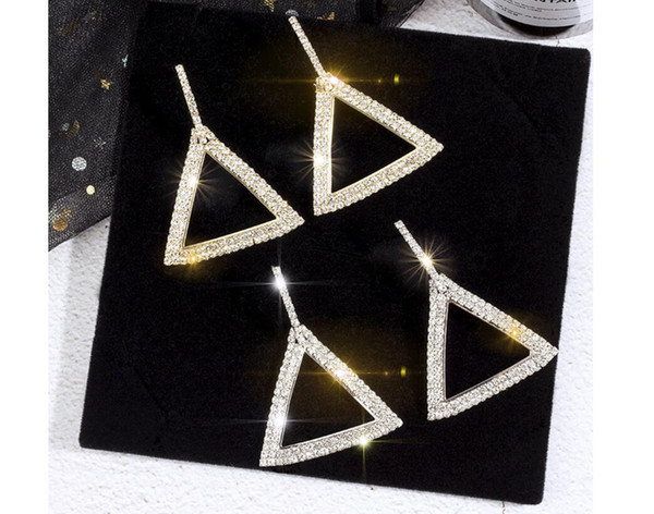 European and American fashion exaggerated Earrings Personal Geometric Triangular Diamond Earrings fo r Overseas Trade Explosions Knot