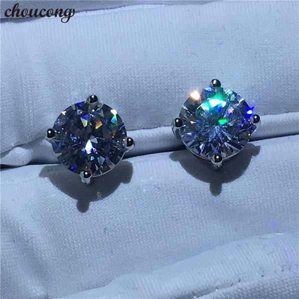 2019 choucong Classic 4 claws earrings zircon Sona cz s925 Sterling silver Wedding Stud Earrings for women men fashion jewelry Free Shipping