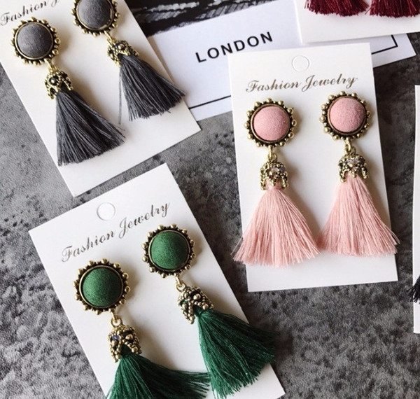 Fashion Vintage Earrings For Women Jewelry Bright Brick Earrings Flower Long Tassel Drop Earrings Dangle Brincos