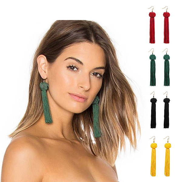 Knot Long Tassel Earring, Bohemian Love Festival Statement Earring for Women 4 Color Jewelry Accessories