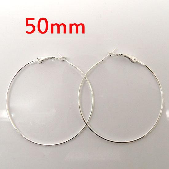 30 Pcs Silver Plated Basketball Wives Earring Hoops Dangle Drop 50mm Dia.(W01165 X 1)