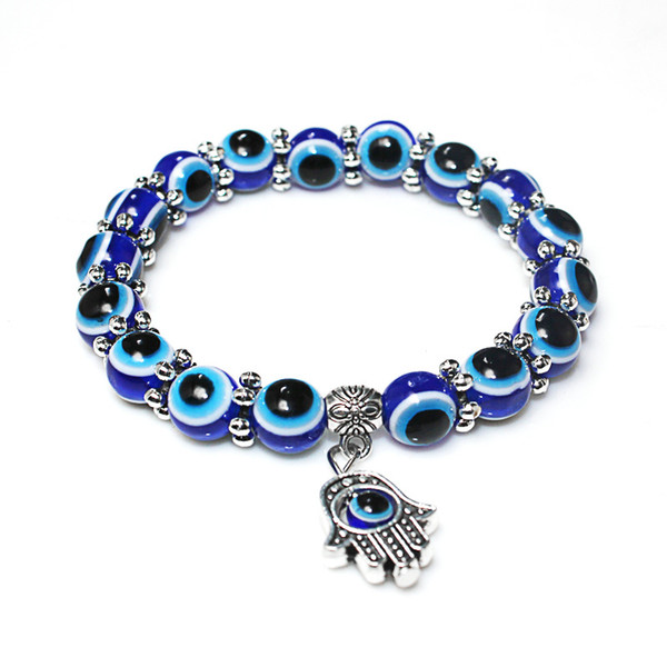 Retro Blue Eyes Bead Fatima Hand Lucky Bracelet Hand String Blue Eyes