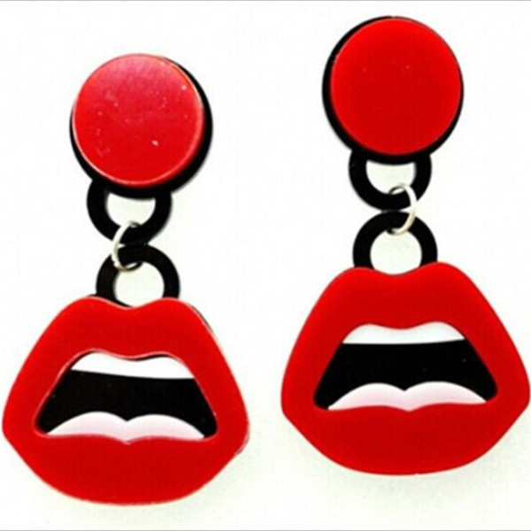 Hip Hop Red Mouth Knot Earrings Luxury Punk Women Earrings Cute Personality Party Charm Earrings Jewellry