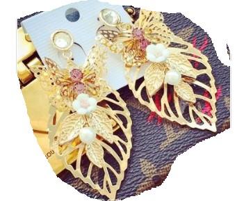 gold color butterfly leaf women's earings (xcdxl)