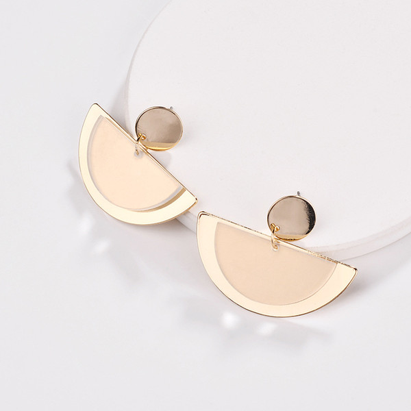 Earrings alloy transparent acrylic plate semi-circular double-layer geometric pendant female earrings