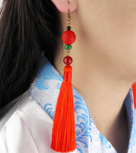 Red temperament Chinese fashionable Su Earrings female retro long style atmospheric Earrings national style classical new earrings