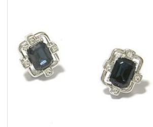 black crystal square lady's earings (xysppfh)