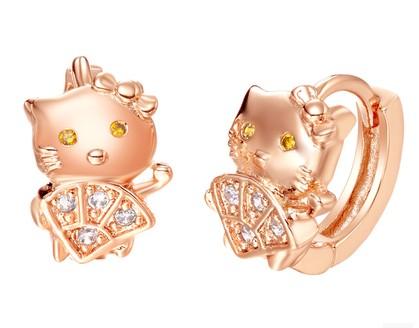 gold*silver cat lady;s earings (0.8*1.3 CM(sp3658)