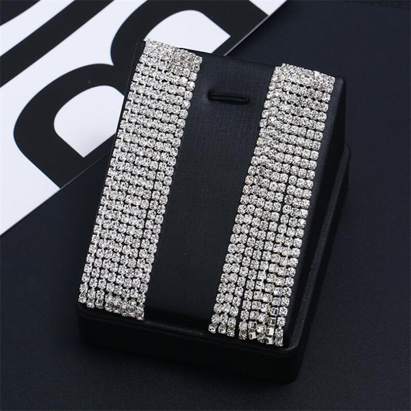 Women Luxury Rhinstone Charm Studs Brand Long Bling Knot Earrings Female Outdoor Designer Personality Earrings Jewelry