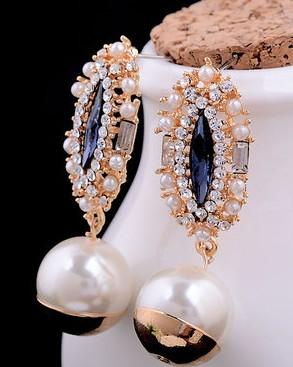 diamond waterdrop pearl lady's earings (.5*1.5cm) (xgspc )