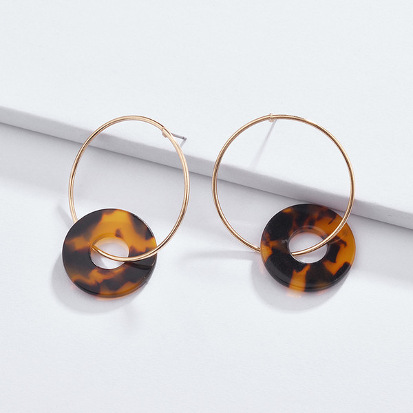 Earrings copper round ear ring leopard acrylic sheet simple female earrings supply new female earrings