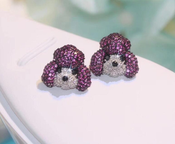 925 Silver Puppy Poodle Stud Earrings + Box