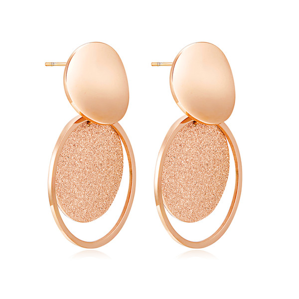 European and American trend metal earrings High quality titanium steel rose gold small round women's earrings 3-GE509