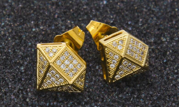 chrimas men jewerly Hip Hop pendant Crystal Micro Cubic Zircon Stud Earrings For Women Gold Silver Color Beauty Earring man stud earring