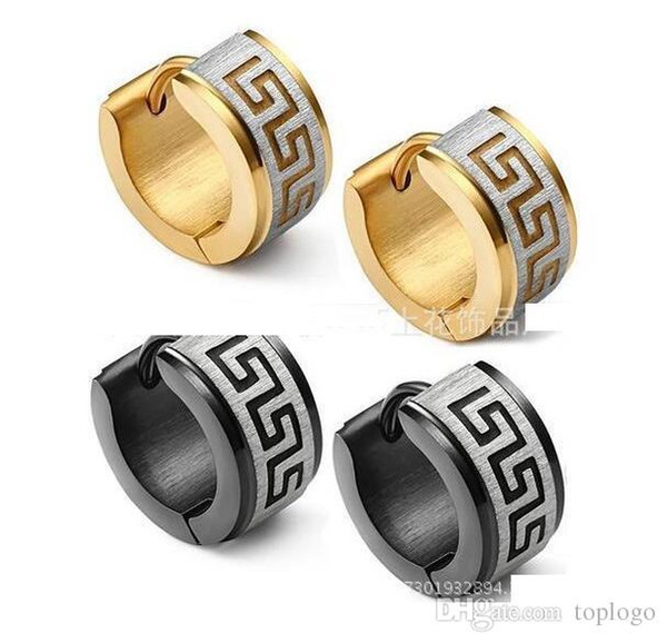 men women cool stud Men Earrings 316L Stainless Steel Stud Earrings Greek Key High Quality Wholesale man earrings women earring