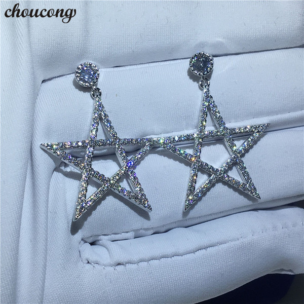 choucong Star Shape Drop earrings Diamond cz 925 sterling silver Party Wedding Dangle Earrings for women fashion jewelry