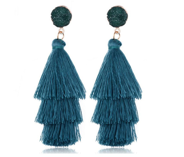 European and American Fashion Earrings The New Ethnic Style of Restoring the Ancient Earrings Cluster Bohemian multilayer fringed Earring