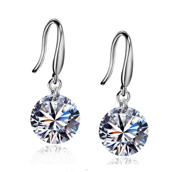 European and American fashion earrings round zircon earrings Simple temperament crystal earrings alloy wild small accessories