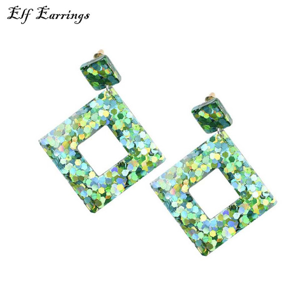 Women's new fashion new style exaggerated atmosphere diamond resin sequined Earrings temperament simple Ear Stud Earrings