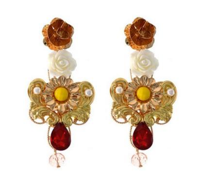 more color crystal jewelry storne flower 925 silver diamond Palace flower lady's earings (26.88)bgfg