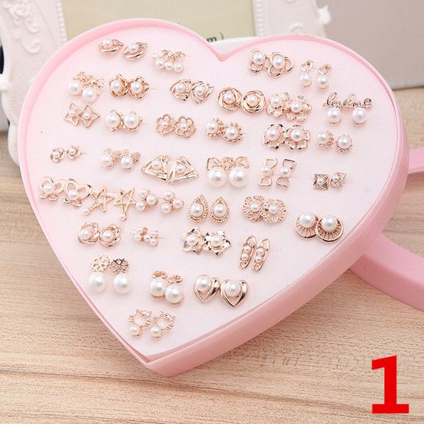 Hot 36pair Korea's pearl earrings Antiallergic ear nail Color preserving stud earrings Banquet Party fashion accessories T1C114