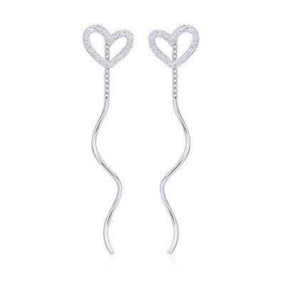 New Trend Fashion Long Style Hollow Heart Love Wave Earrings Day Student Temperament Earrings Accessories Women