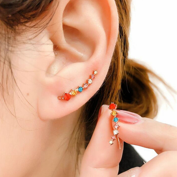 Best-selling Simple Fashion Earrings Hanging Copper-inlaid Zircon-plated Rose-gold Ear Nails Rock Roll Street Hip-hop Neutral Jewelry