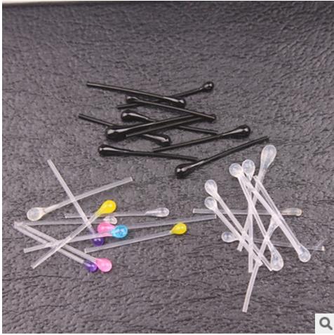 Anti-allergic transparent black color ear sticks match head plastic disposable earrings ear needle wholesale & retail