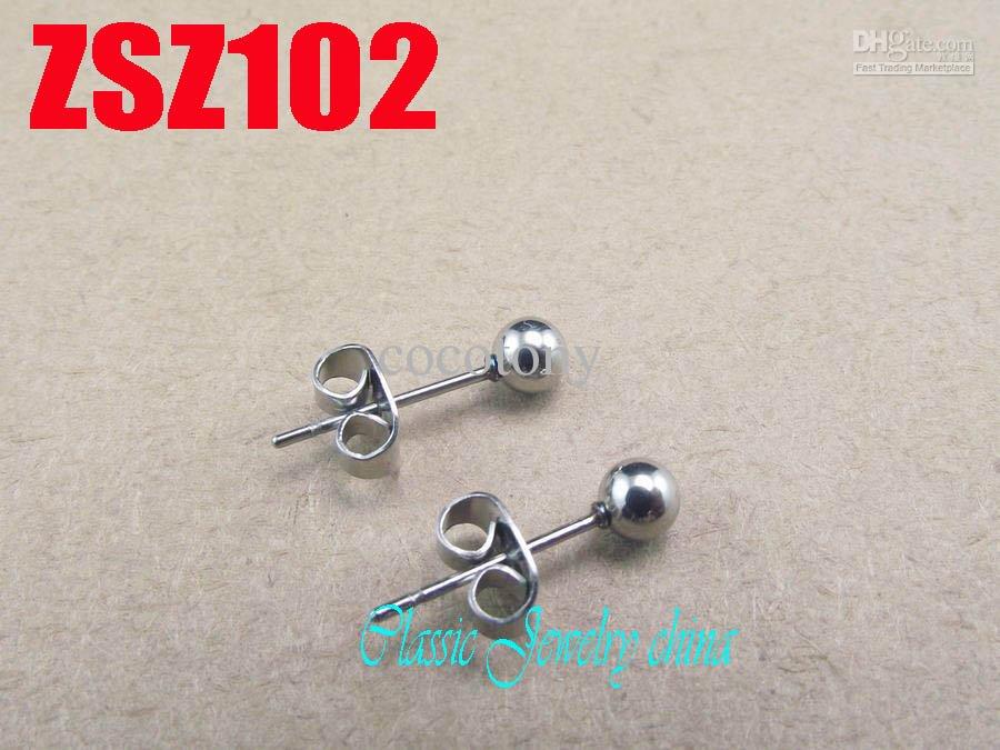 sales promotion hot 4mm stainless steel ball ear nail ear hook earring fashion punk Jewelry 30pair