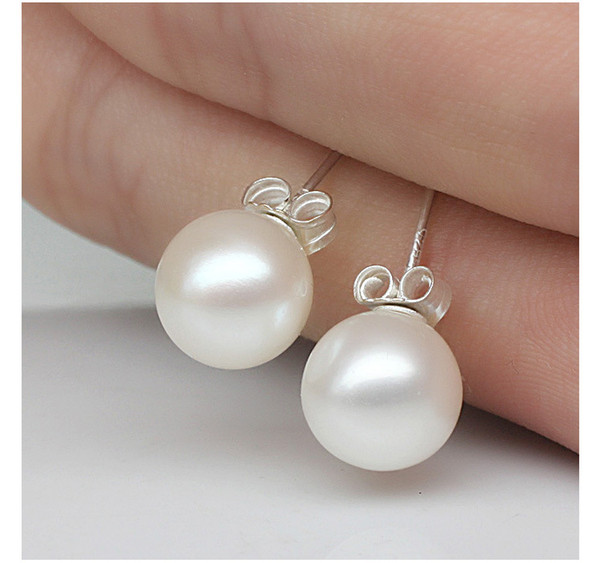 Fashion Pearl Earrings Pearl Jewelry For Women Oblate Natural Freshwater Pearl 925 Sterling Silver Plated Wedding Earrings Jewelry