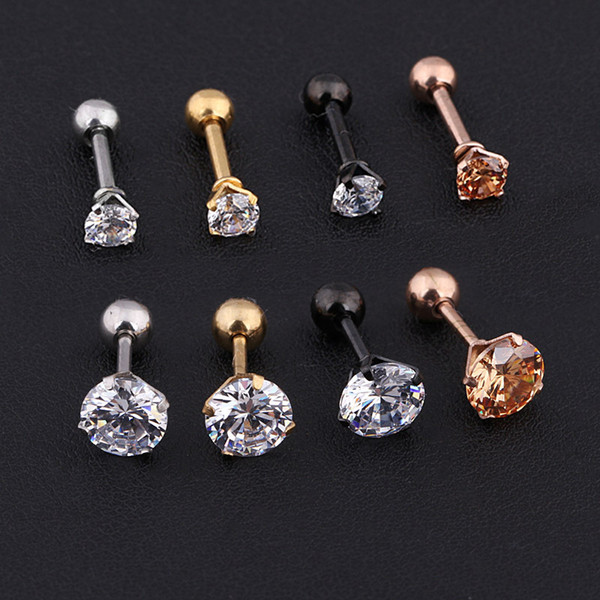 Earrings Mens Medical titanium steel zircon earrings Size 3/4/5/6mm Star Crystal Cartilage Earring ear Piercing Top Body Jewelry Men Earring