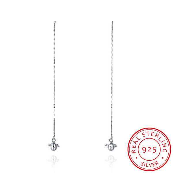 High Quality Exquisite Lady's Long Chain Stick with Cute Pendant Sterling 925 Silver Earring Free Shipping