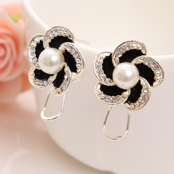 Fashion New Design Silver Plated Wedding Earring Elegant Navy Blue Synthetic Rhinestone Decoration Stud Earring