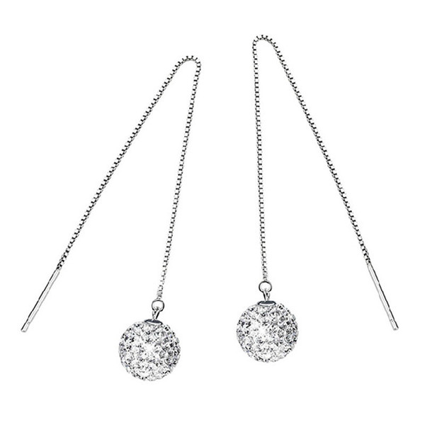 925 stamped woman silver earrings crystal jewelry Shambhala ball tassel earrings wedding open design new arrival