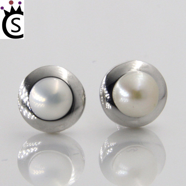 Authentic 925 sterling silver earrings luxury Pearl jewelry fashion earrings for women Pearl Stud silver earrings fit pandora