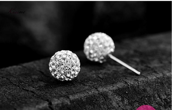 2017 New Fashion Jewelry Shamballa Earrings Round Micro Disco Ball Shamballa Crystal Stud Earring For Women Best Friends Gifts