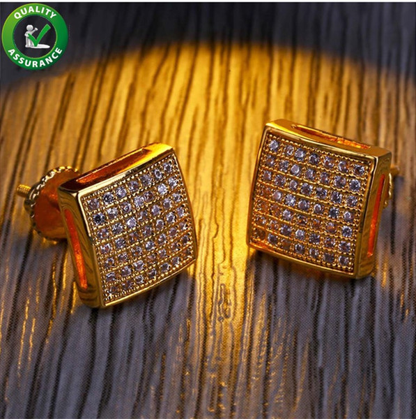 Designer Earrings Hip Hop Jewelry Luxury Earrings Mens Stud Earings Iced Out Diamond Micro Paved CZ Gold Silver Bling Fashion Accessories