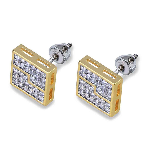 Hip Hop Iced Out CZ Silver 925 Earrings of Mens Womens Stud Earrings with Zircon Stone Women Birthday Gifts