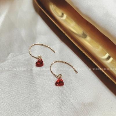 925 pure silver thread edge hollow garnet red zircon snow Earrings