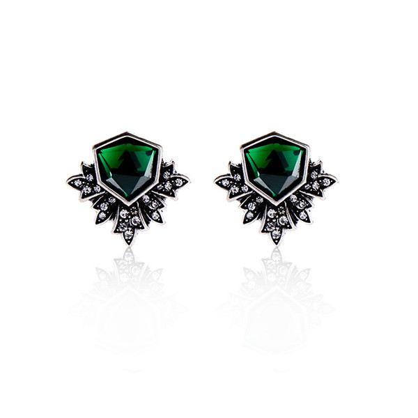 Retro Irregular Emerald Pendant Women's Earrings Personality Wild Cool High-end Jewelry Female Earrings New