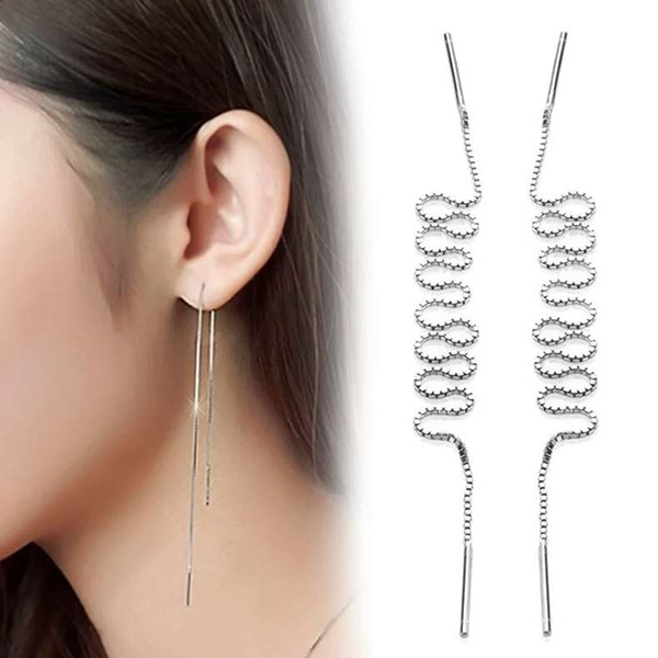 Woman silver loop earrings items crystal jewelry tassel earrings 9/12/15/18 mm long vintage design